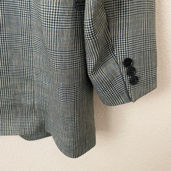 Ermenegildo Zegna Blazer Mens IT 54 US 44 Soft Plaid Linen Wool Mohair Preppy - Picture 9 of 15